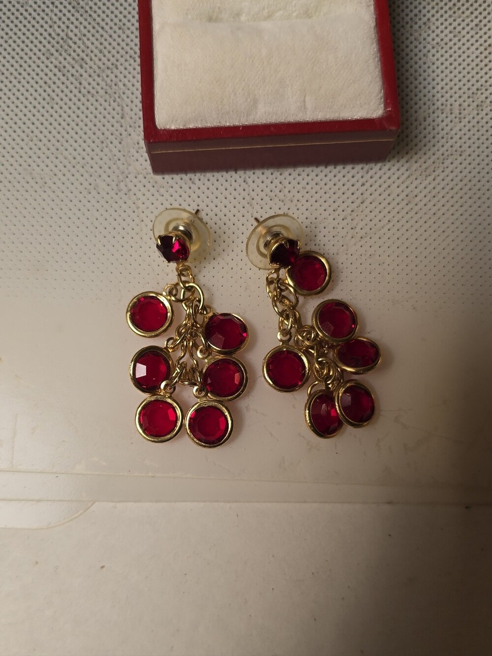 Glam Ruby Red Dangle Crystal Drop Earrings Statement Party Jewelry